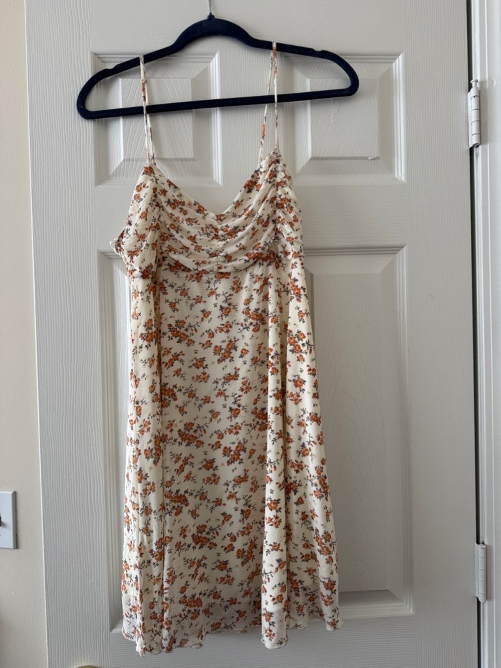 Marshalls Cream Midi Slip Dress with Orange Floral Print